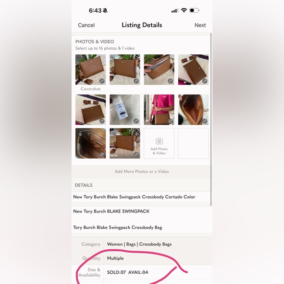 New Tory Burch Blake Swingpack Crossbody Cortado Color - Picture 11 of 11